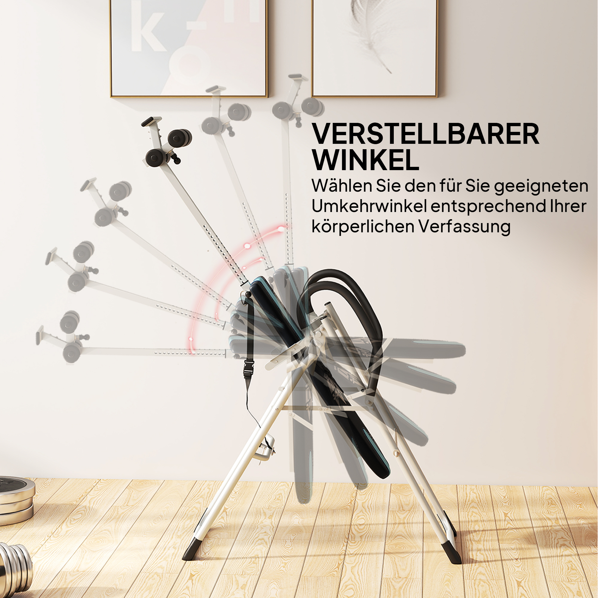 Inversionsbank klappbar Schwerkrafttrainer mit Sicherheitsgurt Inversionstisch bis 136kg Stahl Silber+Schwarz+Blau