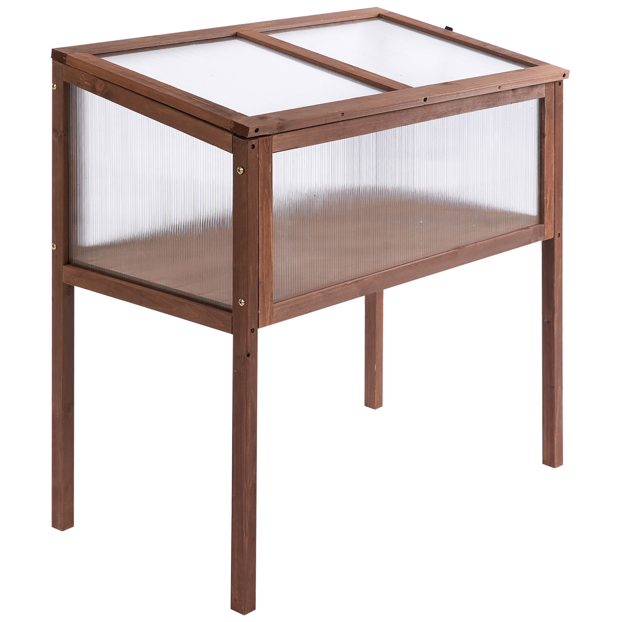 Hochbeet aus Holz Frühbeet 90 x 50 x 93 cm Gewächstisch mit Abdeckung wetterfes Kräuterbeet Pflanzkasten für Garten, Balkon und Terrasse Braun Hochbeet aus Holz Frühbeet 90 x 50 x 93 cm Gewächstisch mit Abdeckung wetterfes Kräuterbeet Pflanzkasten für Garten, Balkon und Terrasse Braun