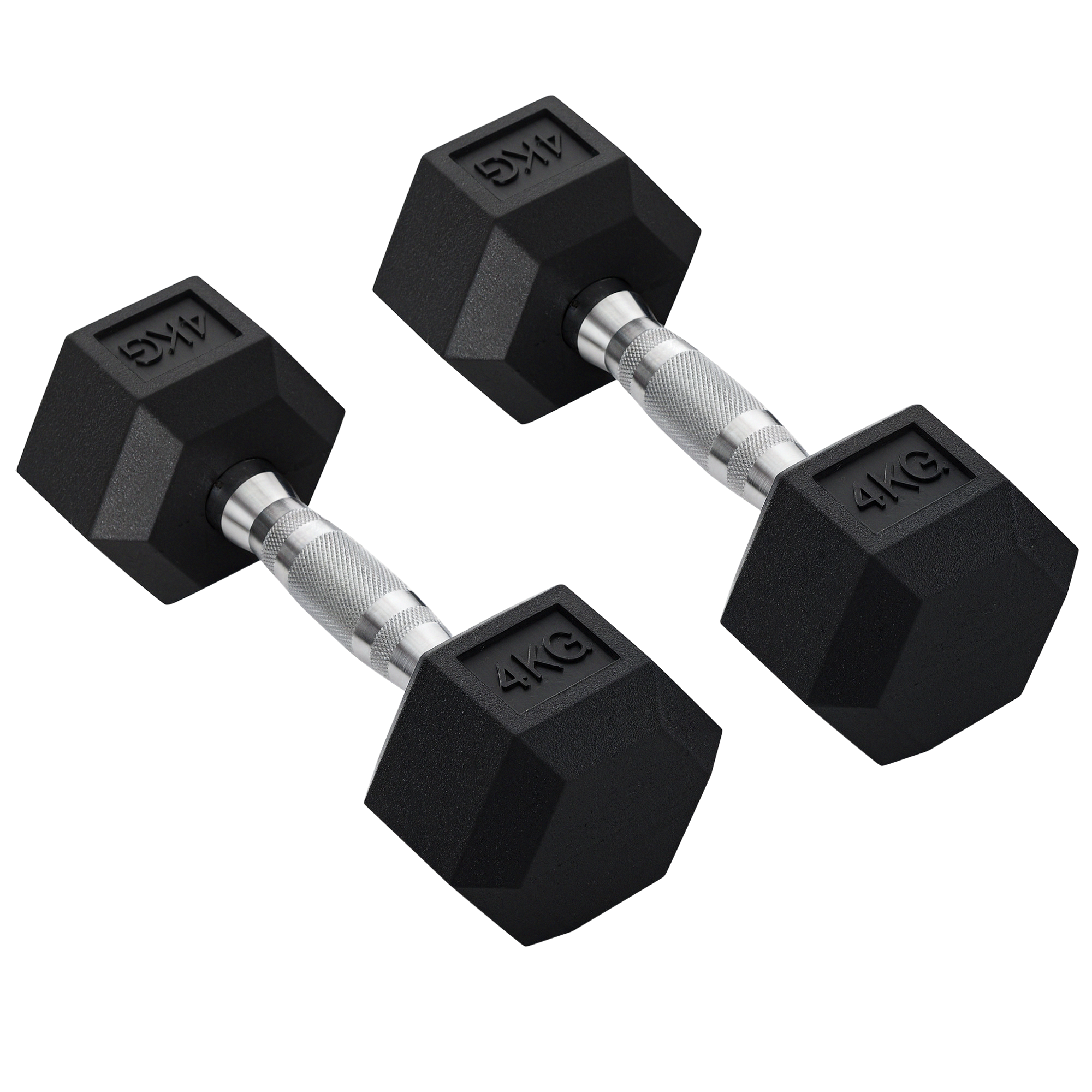 Hexagon Hanteln, 2er Set Hanteln mit gerändeltem Griff, Kurzhantelset aus Gusseisen, 2 x 4 kg, Kurzhanteln für Männer Frauen, Zuhause, Fitnessstudio, Krafttraining