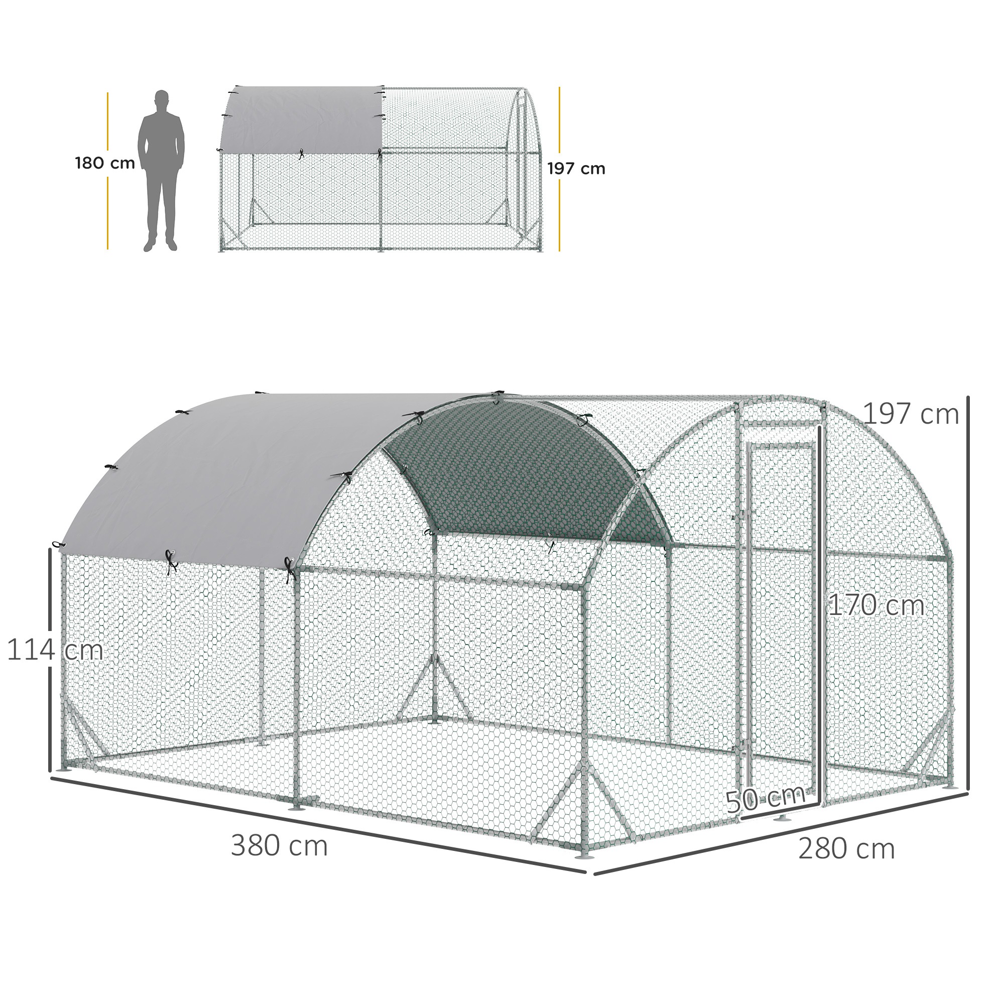 Gehege für Kleintiere, Outdoor-Freilaufgehege für Hühner, Kaninchen, Enten, stabile Konstruktion, Stahl und Oxford-Stoff