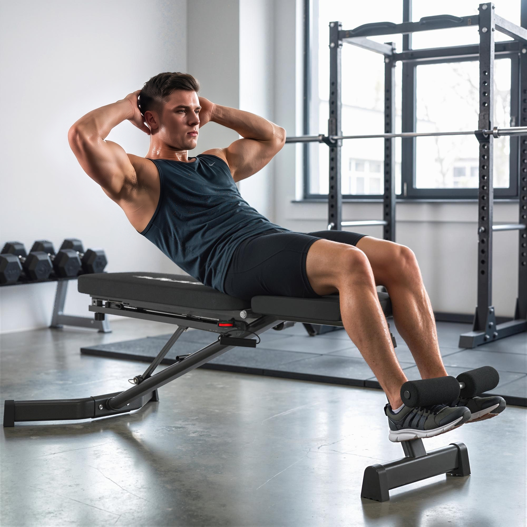 Hantelbank klappbar Trainingsbank mit Beinstrecker 3-Fach Rückenlehne, 3 Widerstandsstufe 300 kg Last