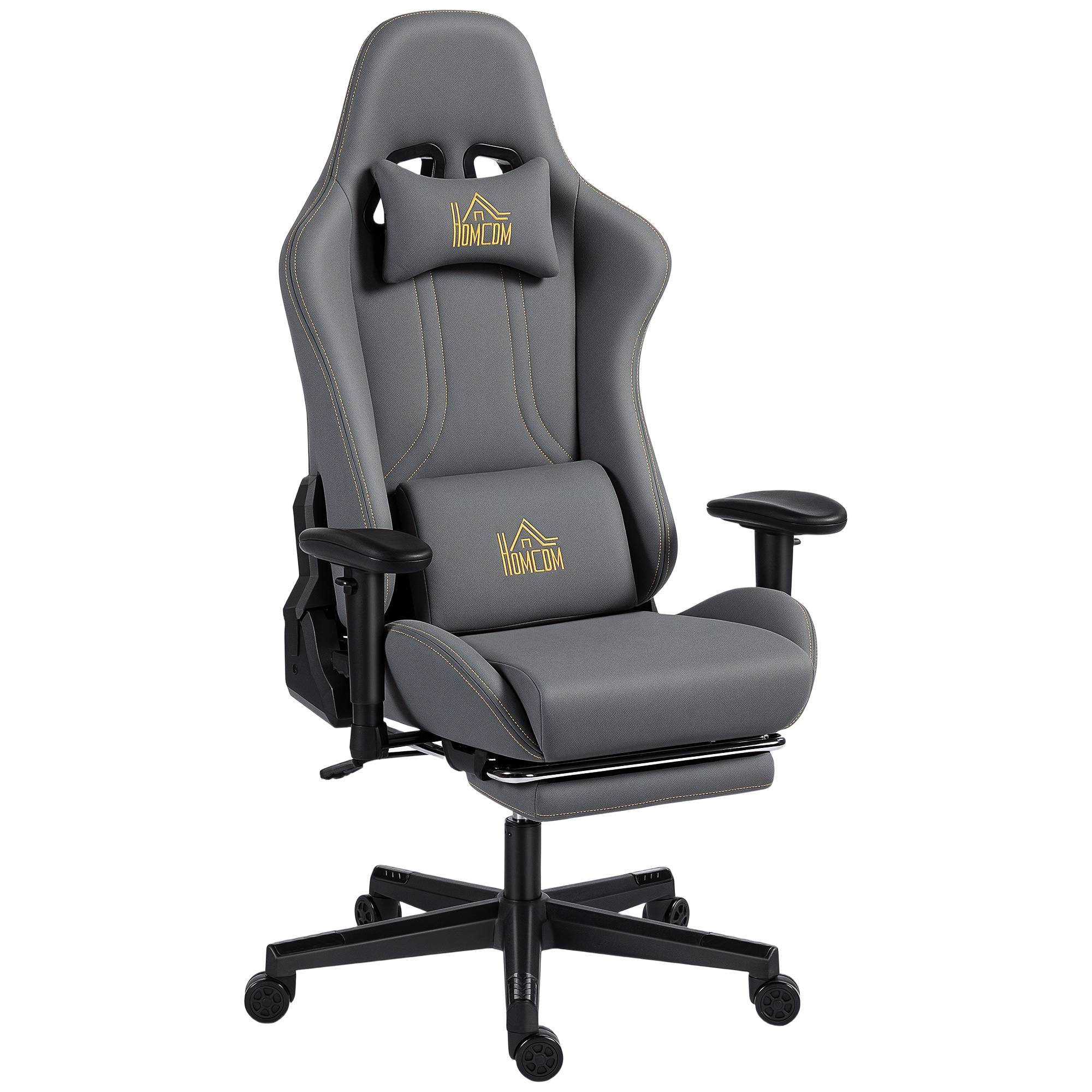 Ergonomischer Gaming-Stuhl mit 3D-Armlehnen, verstellbar, rollbarer Schreibtischstuhl mit Lendenstütze, Grau Ergonomischer Gaming-Stuhl mit 3D-Armlehnen, verstellbar, rollbarer Schreibtischstuhl mit Lendenstütze, Grau