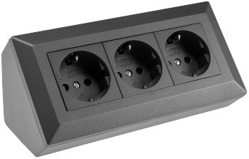 3-fach Steckdosenblock, anthrazit, 250V~/ 16A, Aufbaumontage 3-fach Steckdosenblock, anthrazit, 250V~/ 16A, Aufbaumontage