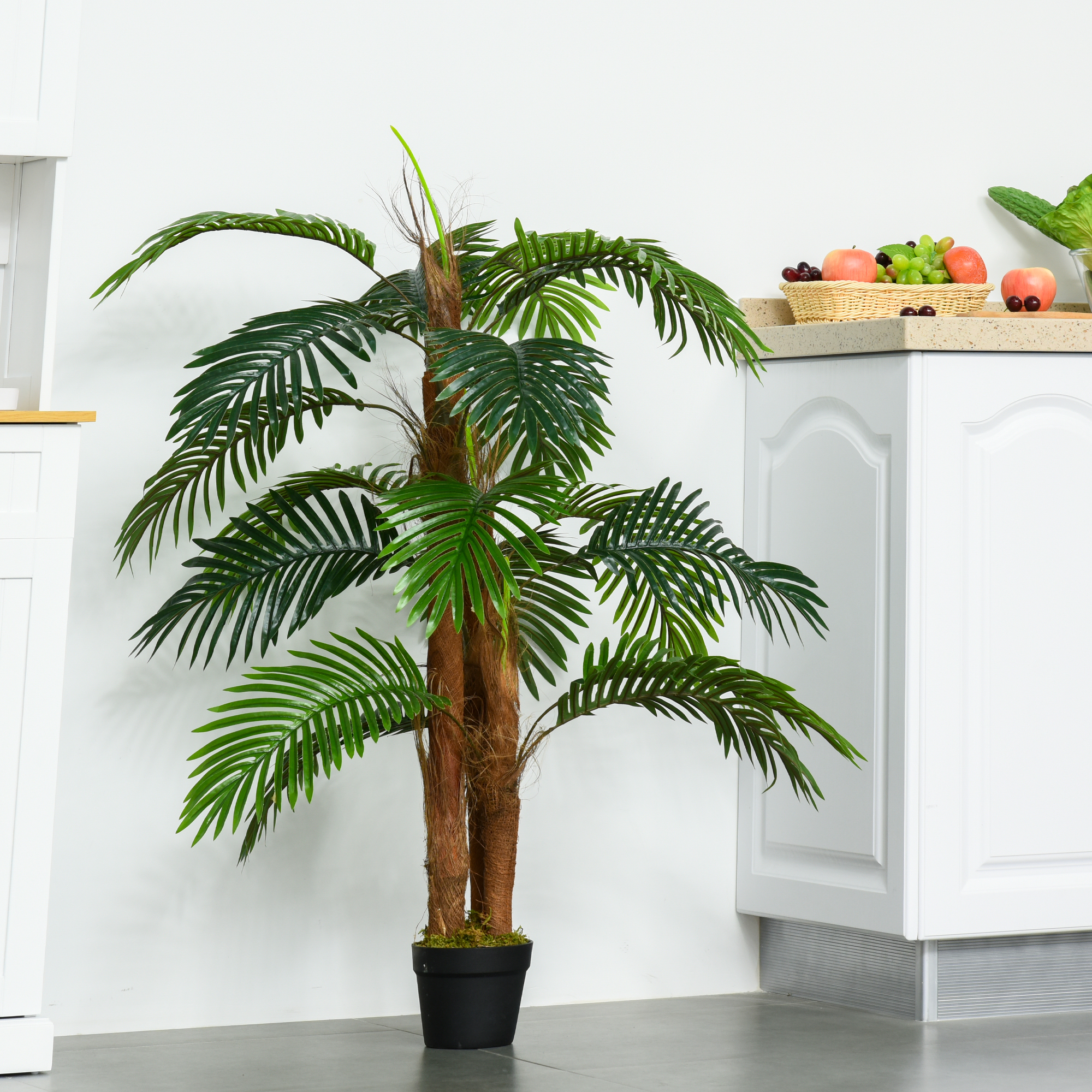 künstliche Pflanzen 120 cm künstlicher Palmen Palme Kunstpflanze Kunstbaum Kunstpflanzen im Topf Zimmerpflanze Dekopflanze Büropflanze Kunststofftopf für drinnen und draußen