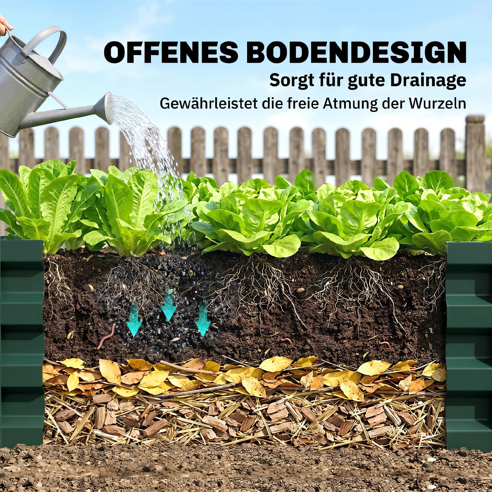 Hochbeet Metall 2er-Set, Offener Boden, Für Garten Balkon, 110x50x30cm, Grün