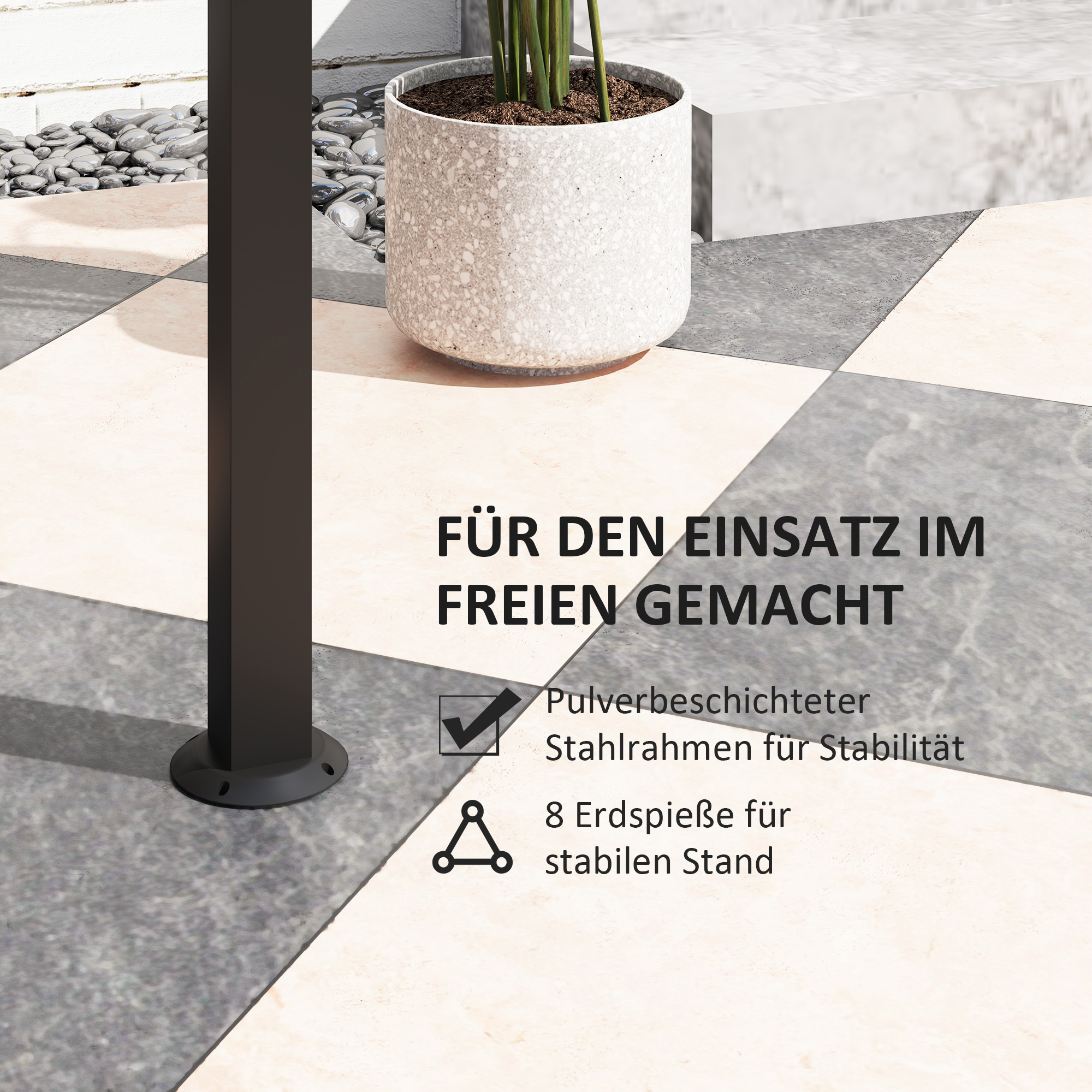 Grillpavillon, 2 Seitenablagen, Haken, Stahlrahmen, 1,1 x 2,3m, Dunkelgrau