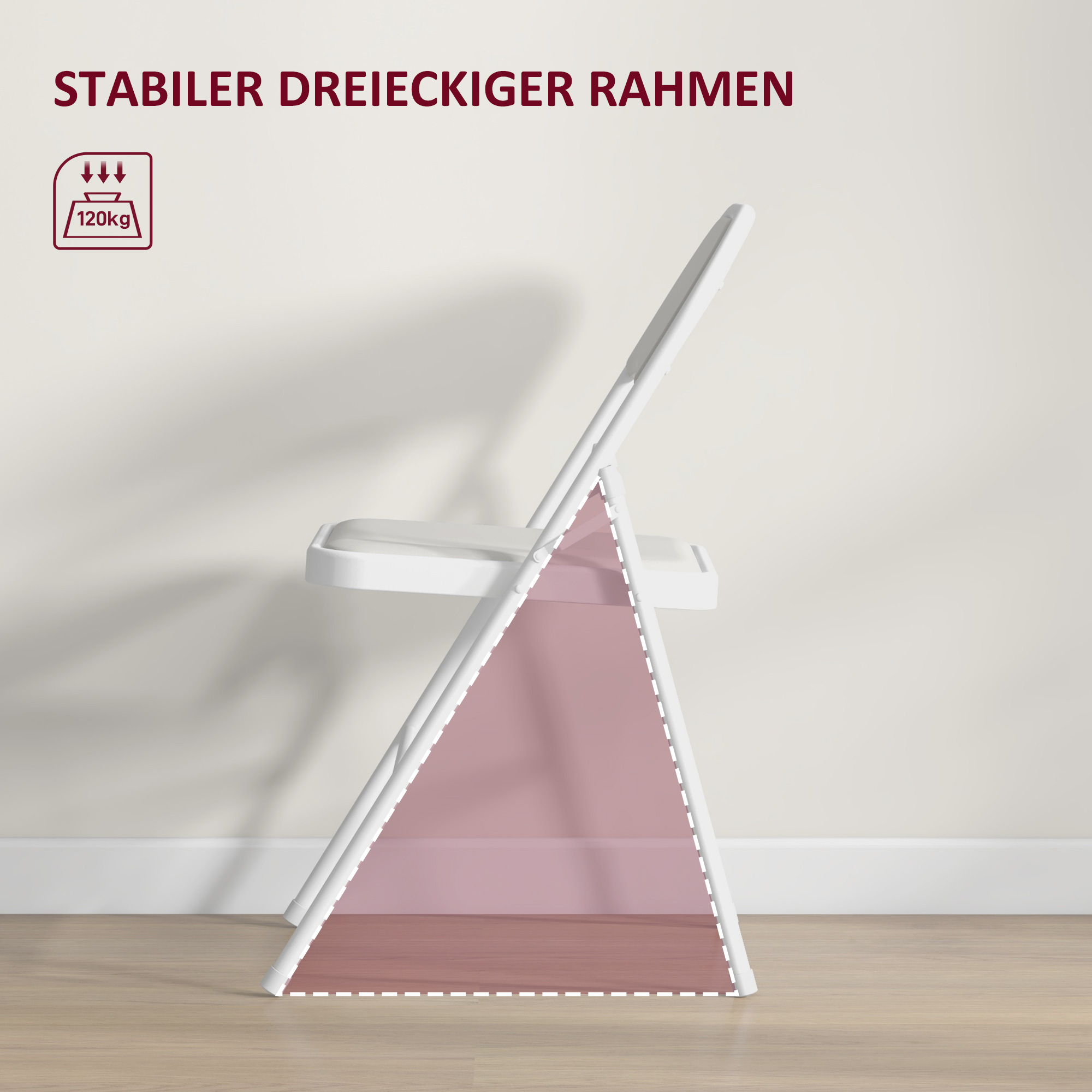 4er-Set Klappstühle, Tragbare Bürostühle, Metallbeine, Faltstuhl für Büro, Empfang, Wartezimmer, Kunstleder, Weiß