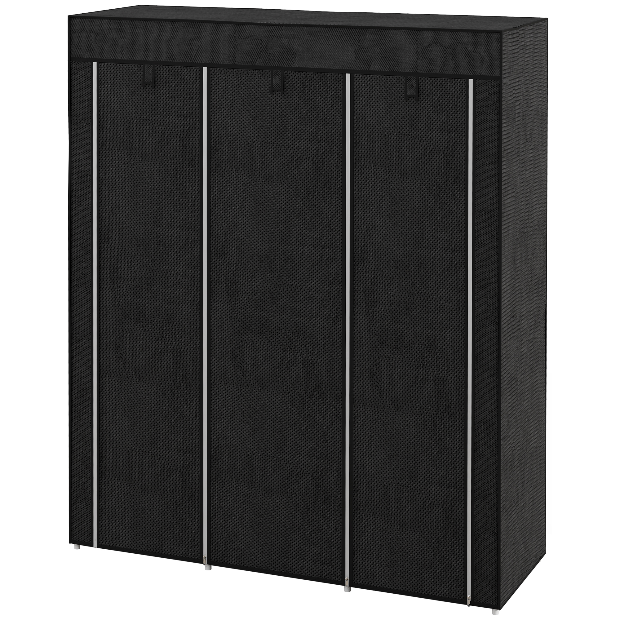 Schrank aus Stoff, Aufbewahrungslösung, 8 Regale, 2 Kleiderstangen, Schwarz Schrank aus Stoff, Aufbewahrungslösung, 8 Regale, 2 Kleiderstangen, Schwarz