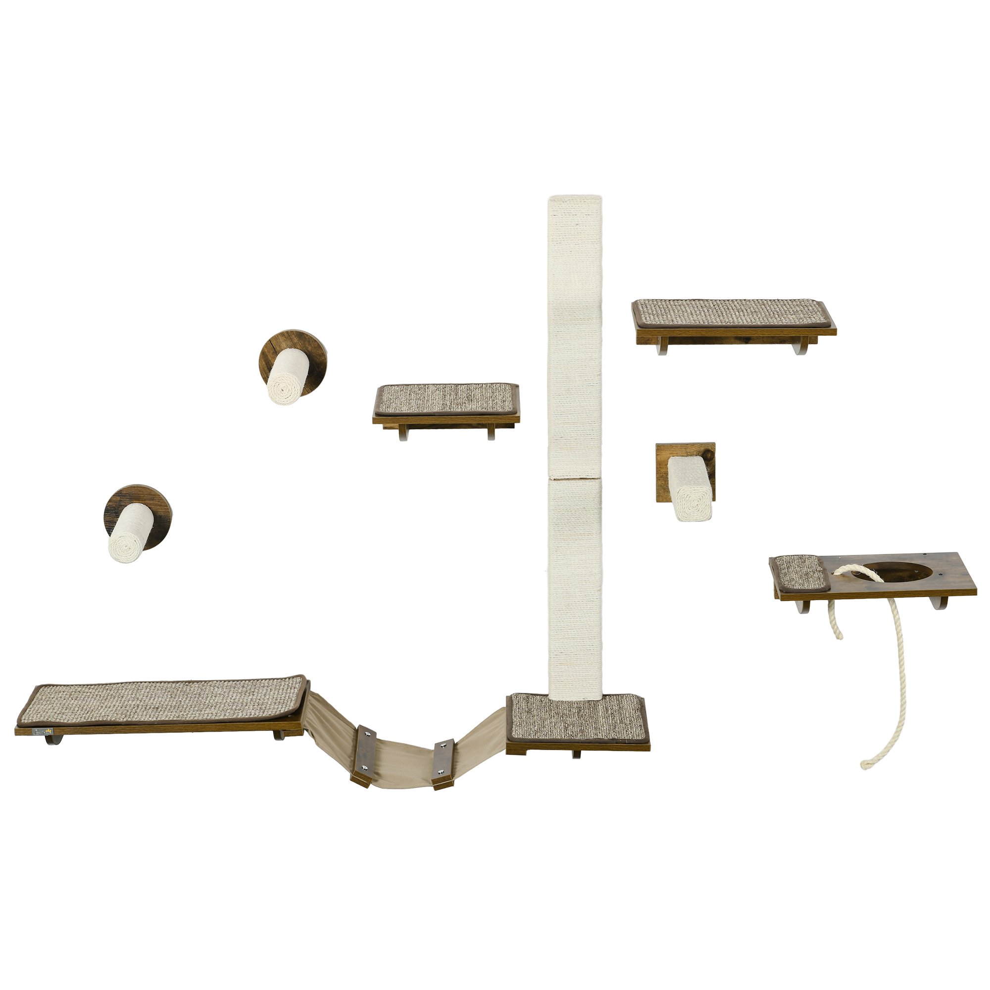 Katzentreppen-Set, Kletterwand, 8-teilig, bis 8 kg, robust, Braun/Cremeweiß Katzentreppen-Set, Kletterwand, 8-teilig, bis 8 kg, robust, Braun/Cremeweiß