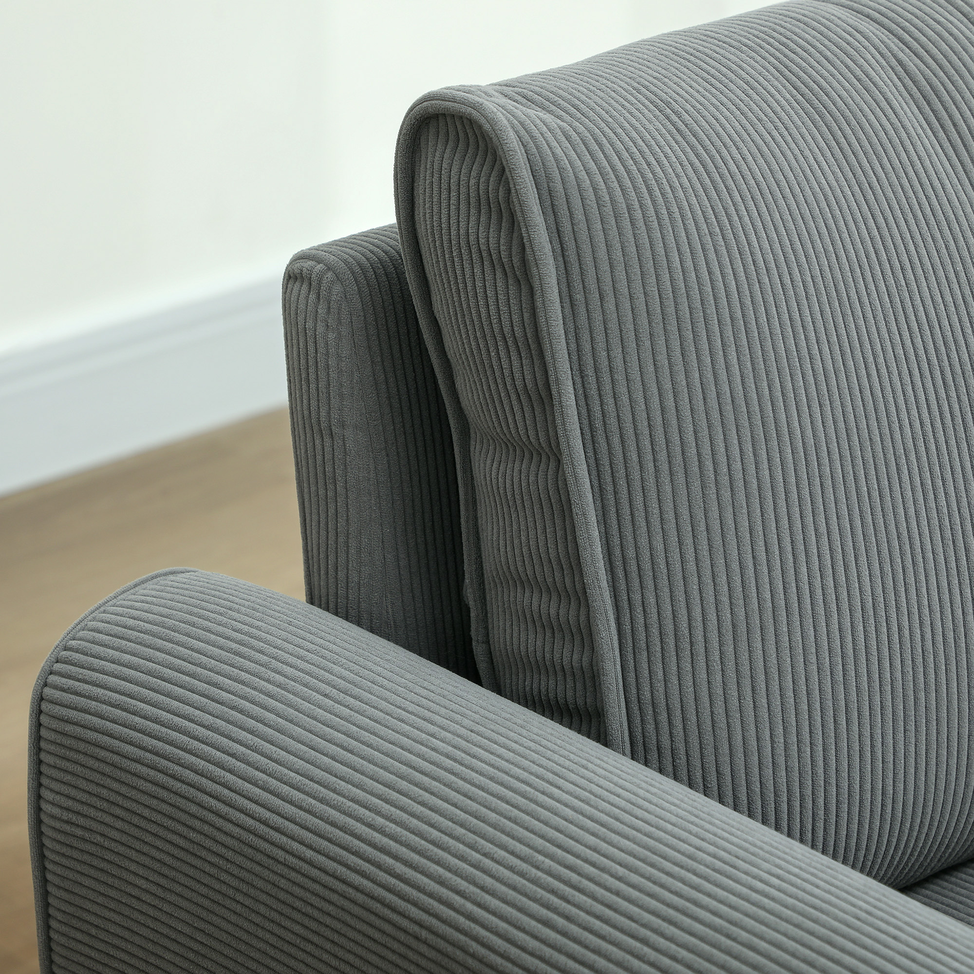 Zweisitzer-Sofa, Stoffcouch, 2 Rückenkissen, Cordbezug, 145 x 75 x 78 cm, Anthrazit