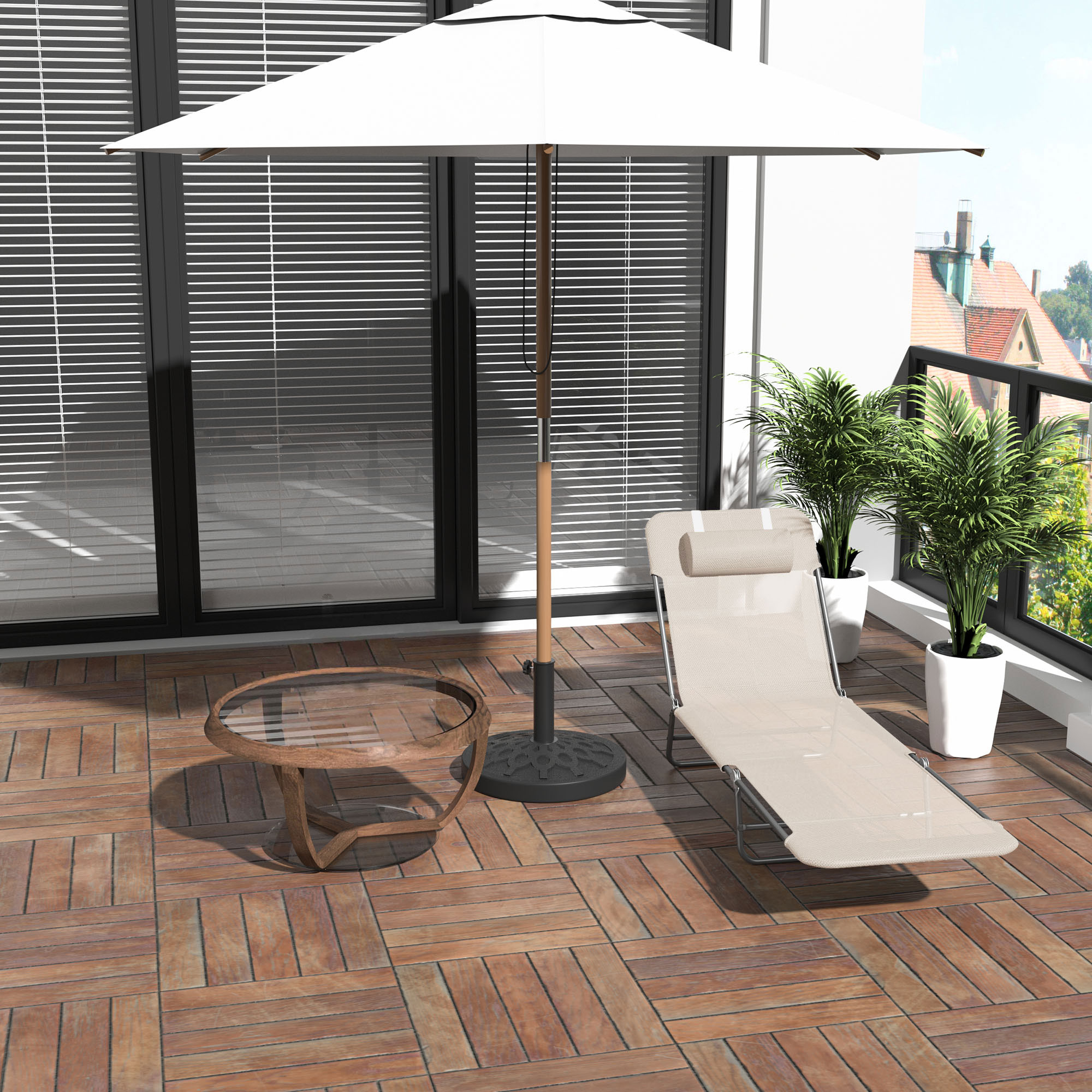 Sonnenliege klappbar Gartenliege mit Kopfkissen Liegestuhl verstellbar mit 5-Fach Campingliege bis 120kg belastbar für Garten, Balkon und Pool geeignet, 4 Farben(Creme)