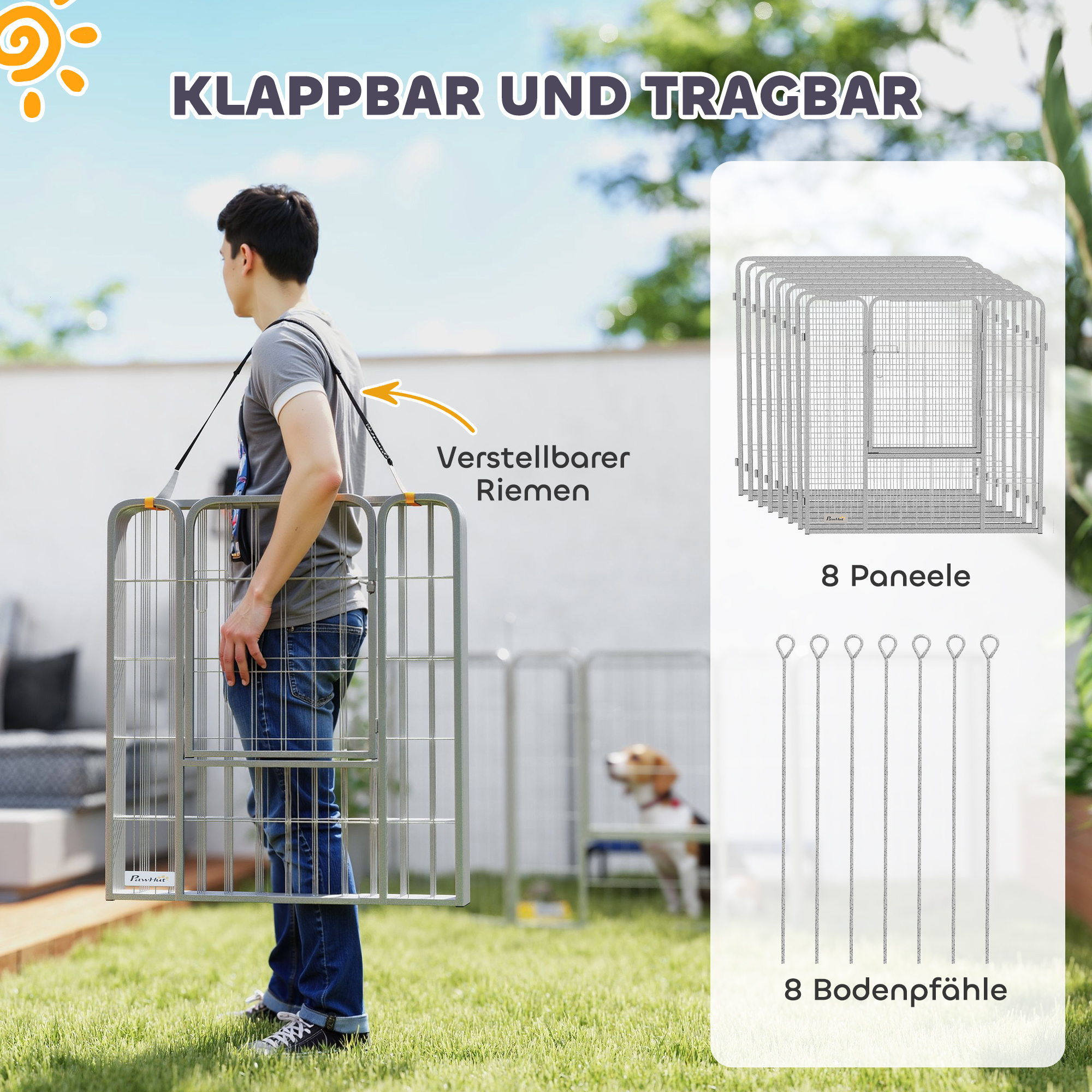Haustiergehege, Hundezaun, Haustierspielplatz, flexibel anpassbar, rostfreier Stahl