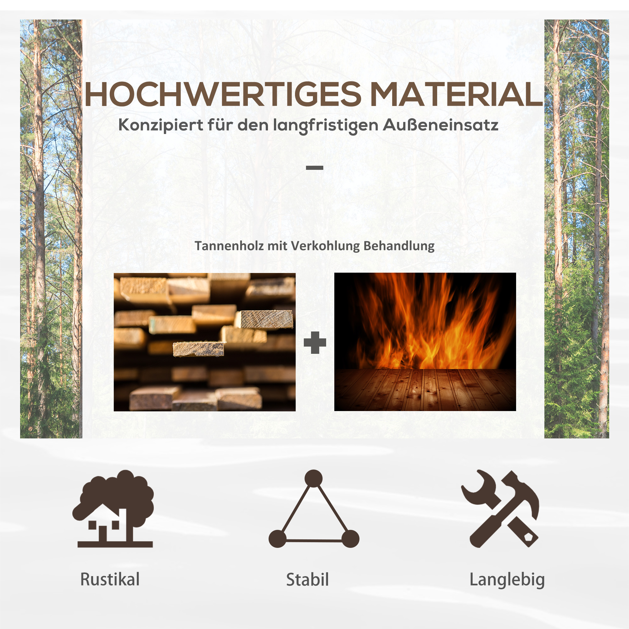 Gartenbrücke aus Tannenholz, Holzbrücke mit Rad Design, Teichbrücke bis 150 kg belastbar 100 x 50 x 37 cm Verkohlt