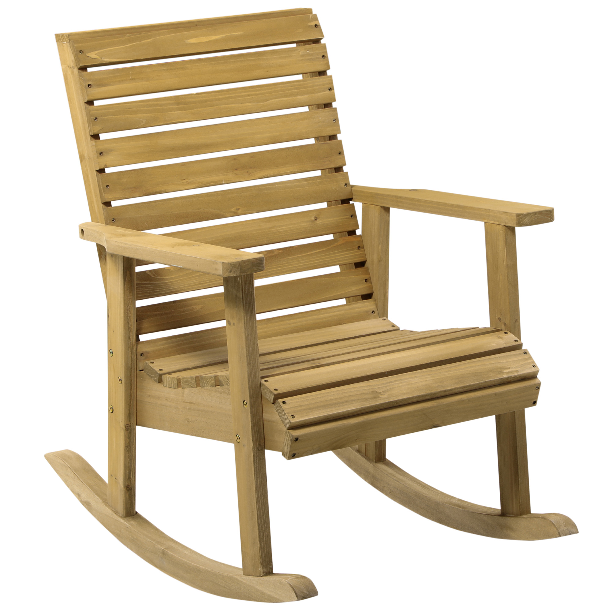 Gartenstuhl, Schaukelfunktion, breiter Sitz und Rücklehne, Naturholz, 64 x 86 x 85 cm
