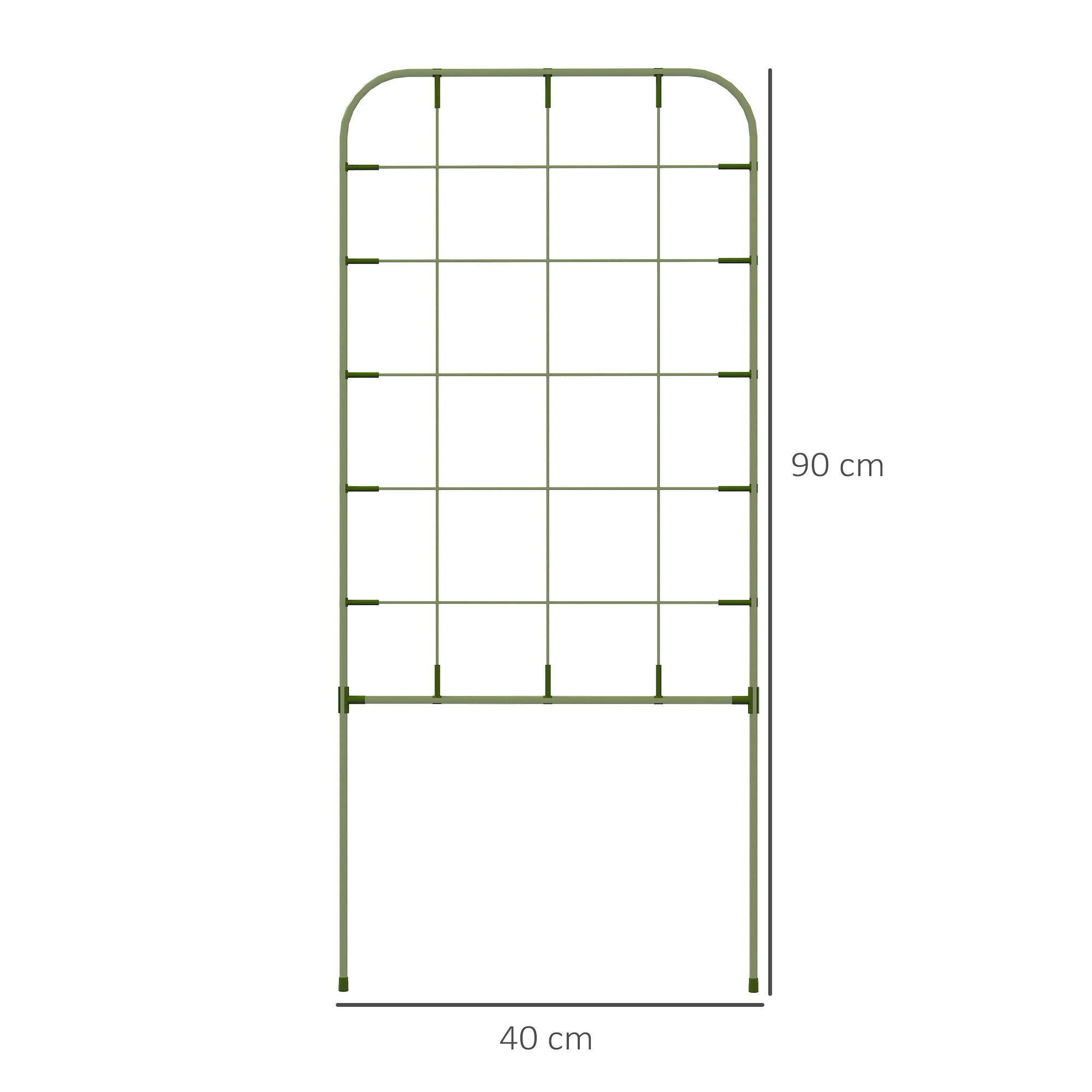 Rankgitter-Set, 6 Metallspaliere für Kletterpflanzen, Stahl, 40 x 90 cm, Grün