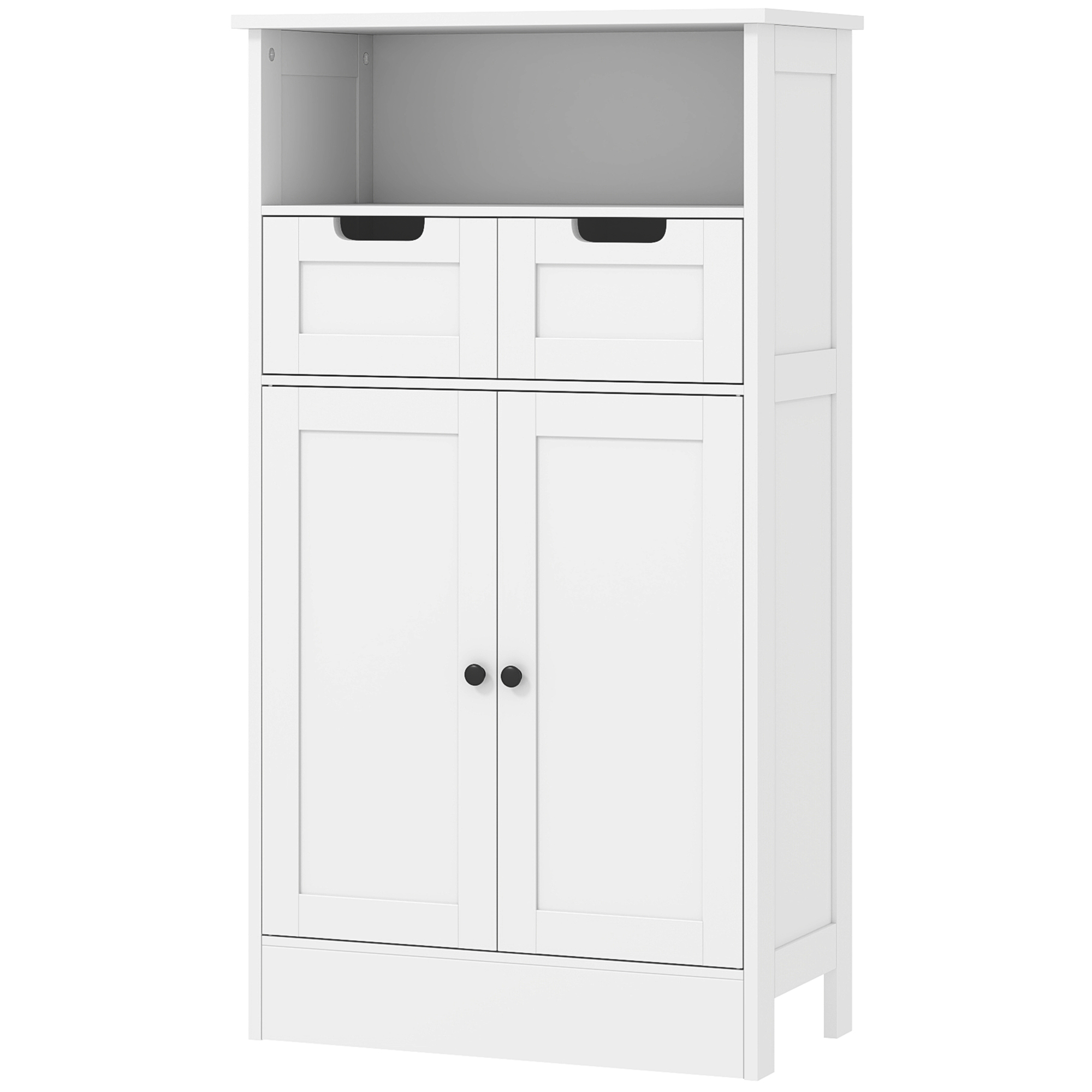 Badezimmerschrank mit 2 Schubladen, Tür, 60 x 30 x 109 cm, Weiß Badezimmerschrank mit 2 Schubladen, Tür, 60 x 30 x 109 cm, Weiß