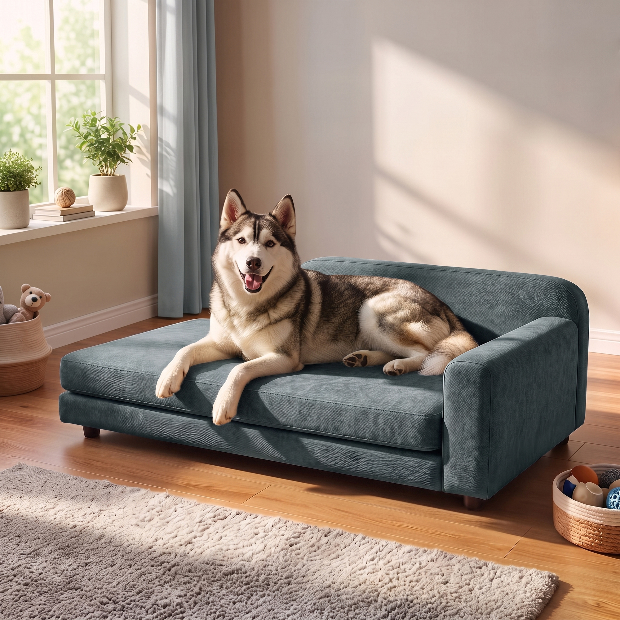 Hundesofa XL orthopädisches Hundebett mit Rückenlehne Abnehmbar Kissen für große Hunde unter 35 kg