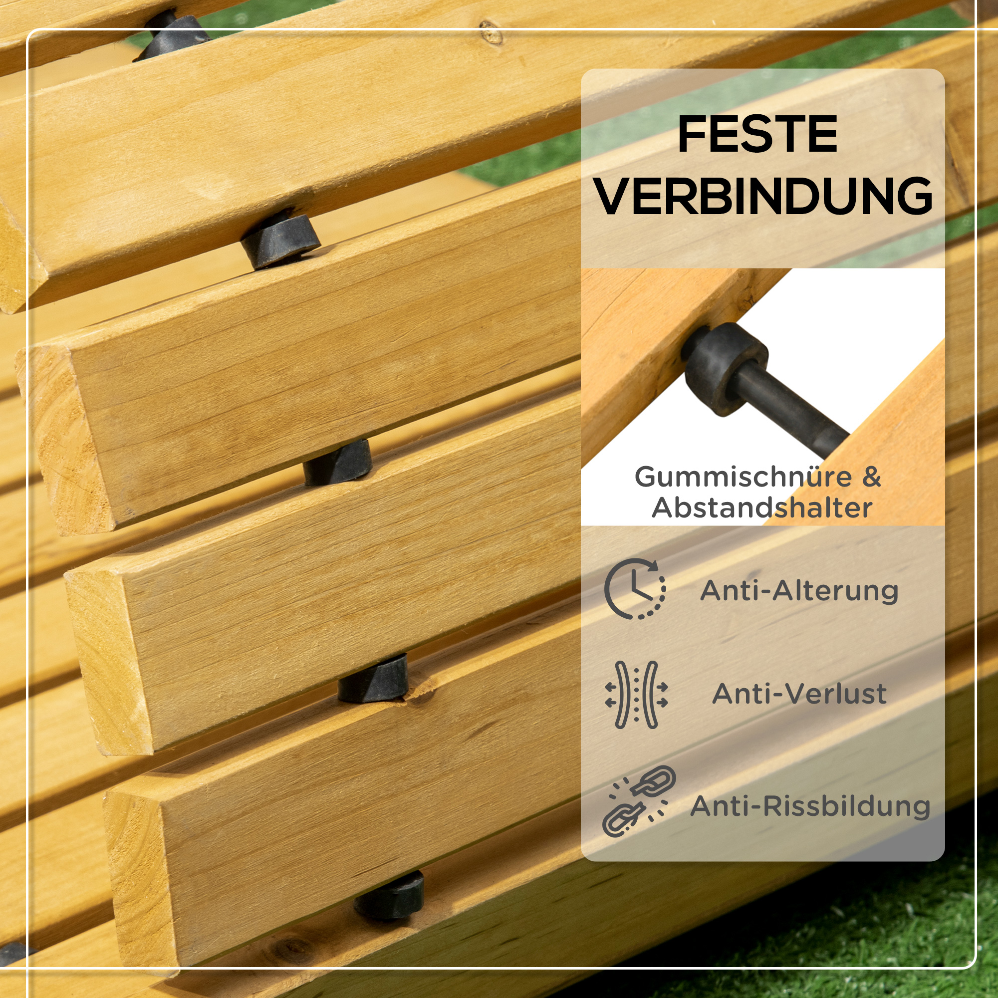 Rollweg Gartenweg 185 x 60  cm, Ausrollbarer Holzweg, Gehweg aus Tannenholz für Garten, Terrasse, Strand