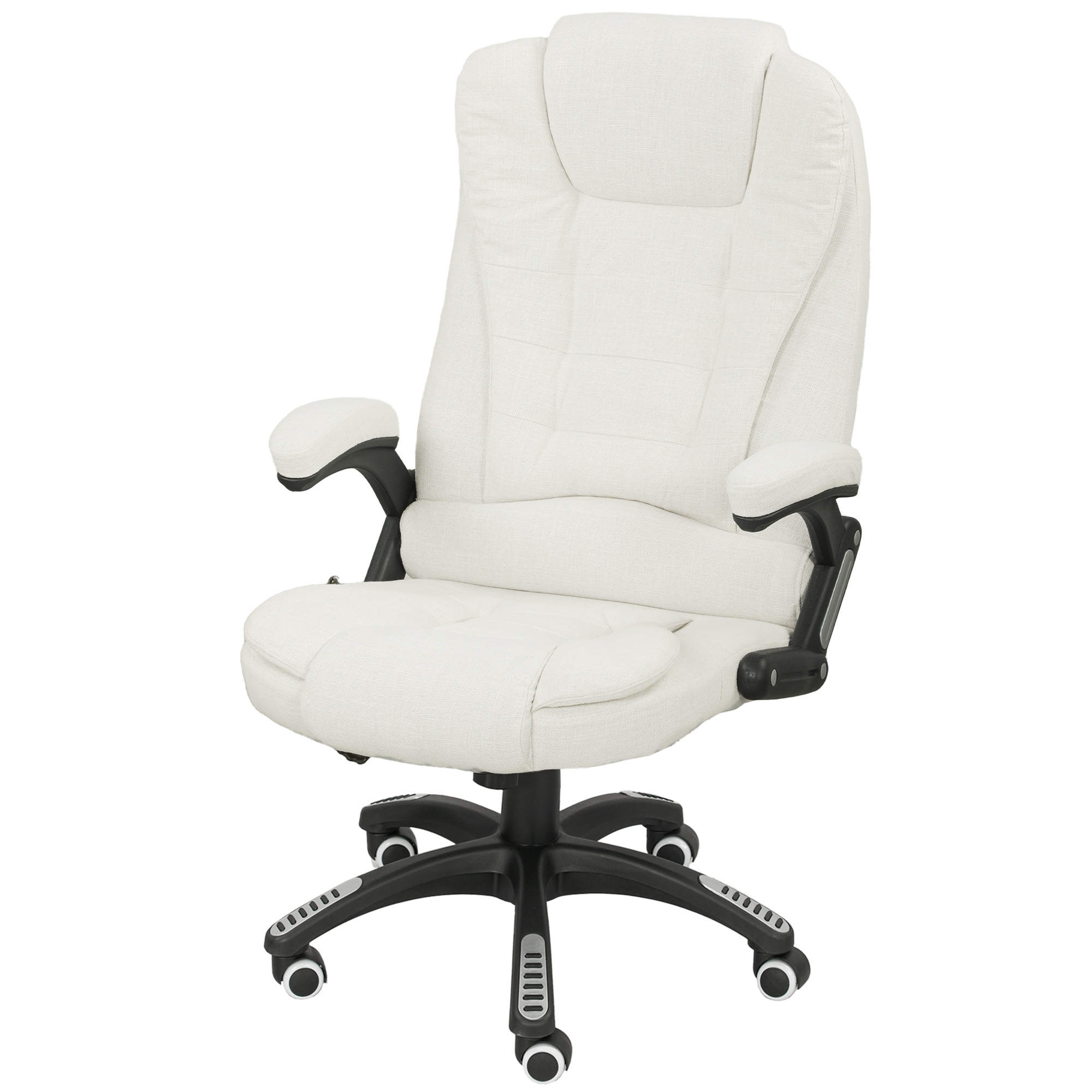 Ergonomischer Schreibtischstuhl mit Massagefunktion, 68 x 72 x 110–120 cm, Cremeweiß