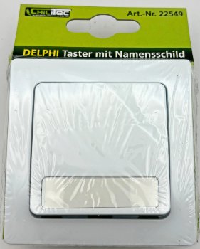 DELPHI Taster mit Namensschild / 0-250V~/ 10A, inkl. Rahmen, UP, weiß
