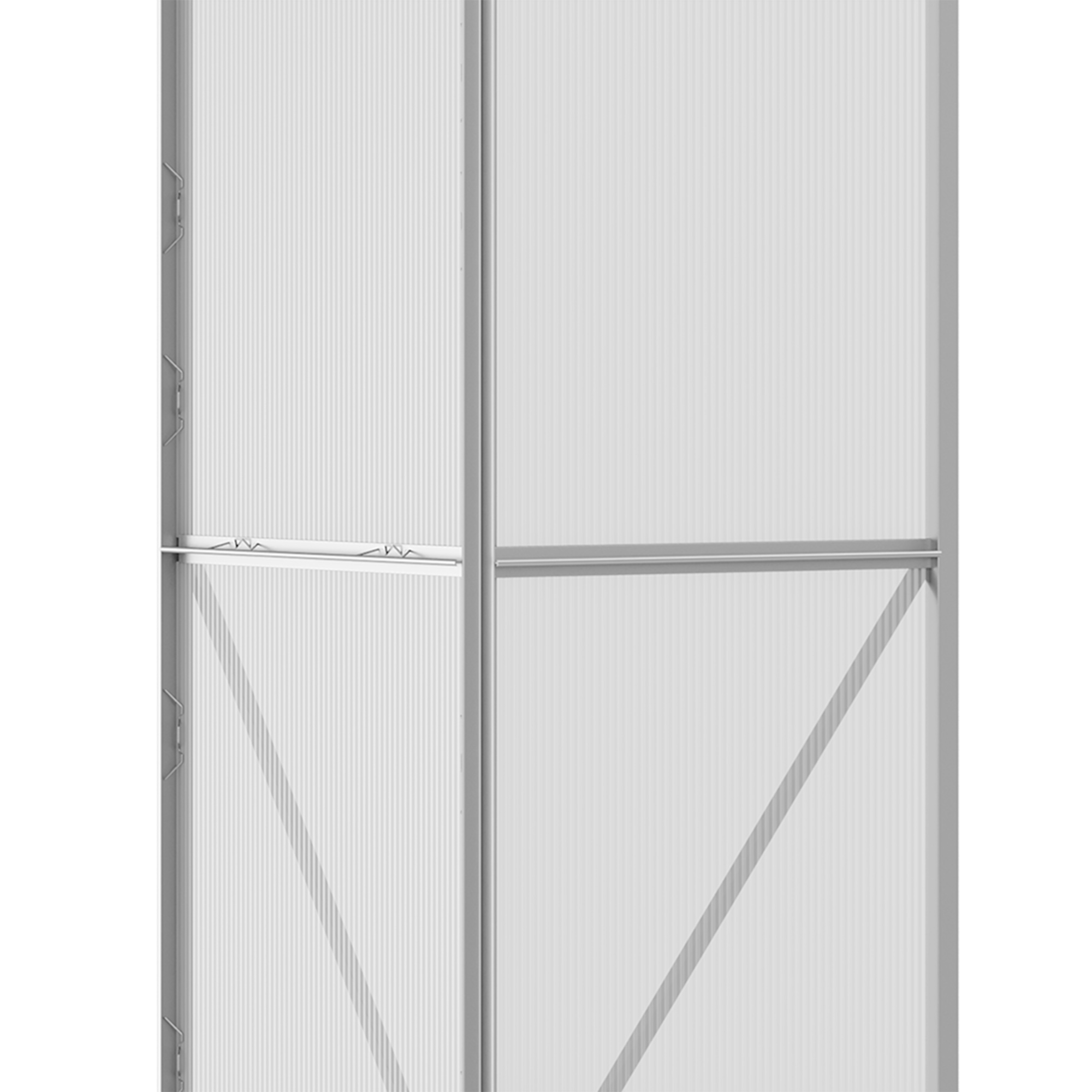 Anlehngewächshaus, Schiebetür, Dachfenster, Polycarbonat+Aluminium, Farbe: Silber, 192 x 68 x 196 cm