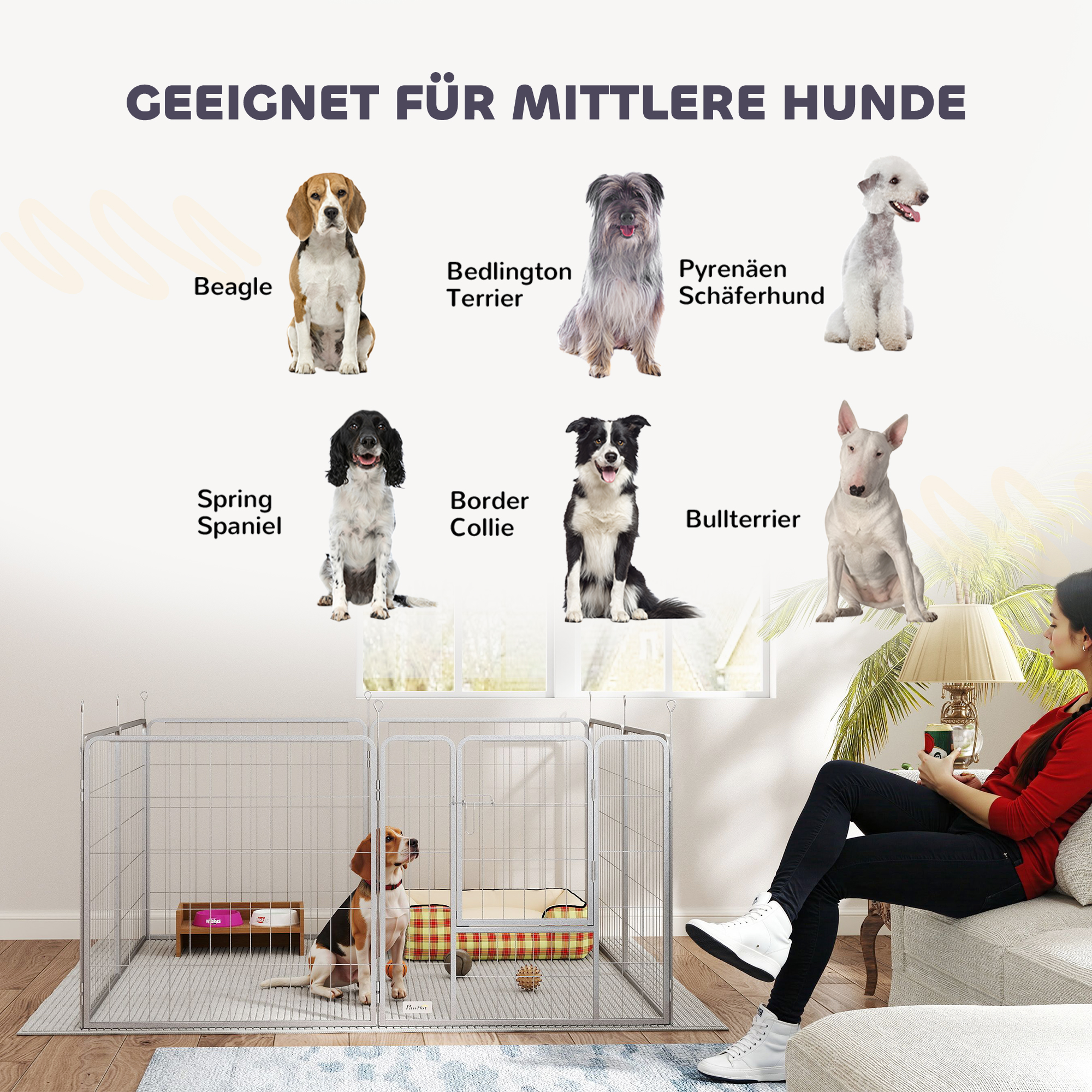 Haustiergehege, Hundezaun, Haustierspielplatz, flexibel anpassbar, rostfreier Stahl