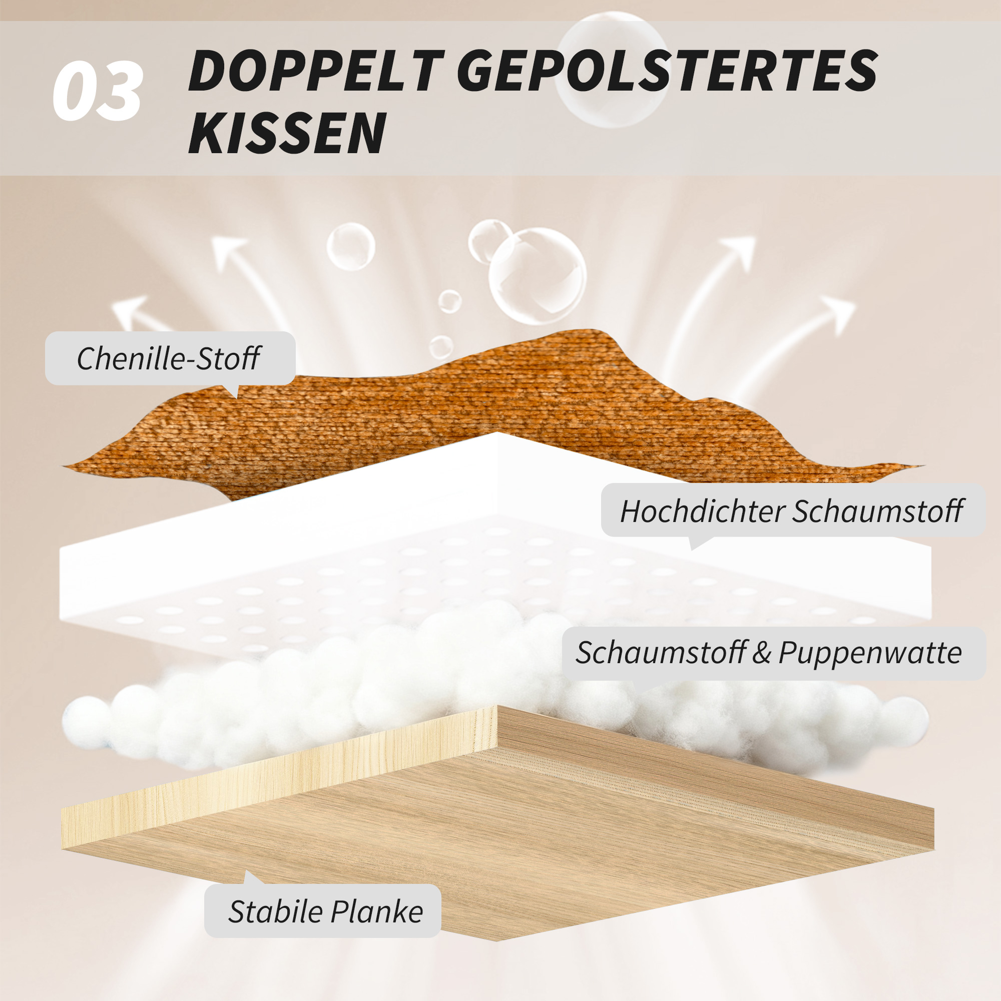 Gepolsterter Schaukelstuhl mit Stahlbeinen und Holzkufen, Gelb