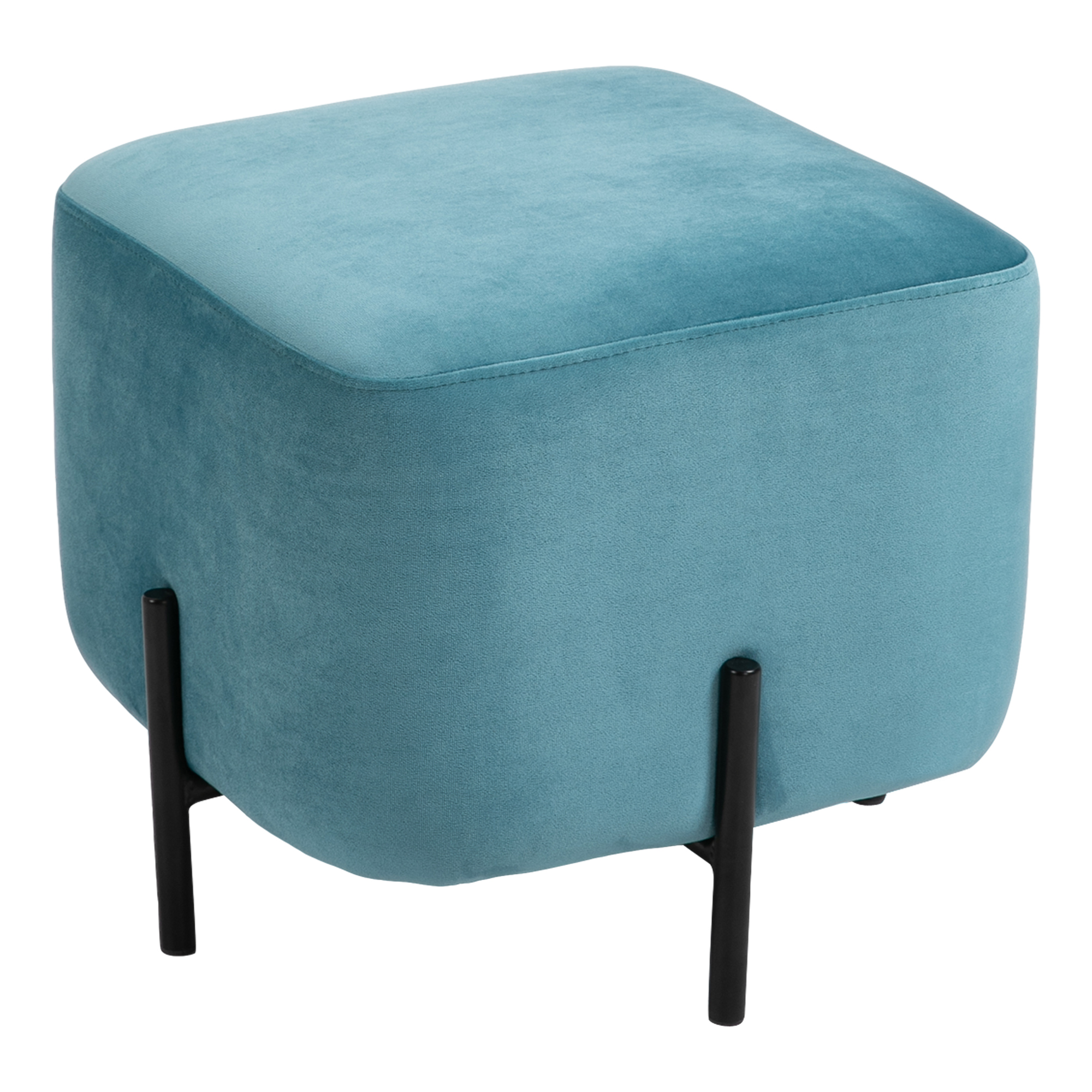Fußhocker Fußstütze gepolstert Polyester Stahl Schaumstoff Türkis 44,5 x 44,5 x 41,5 cm Fußhocker Fußstütze gepolstert Polyester Stahl Schaumstoff Türkis 44,5 x 44,5 x 41,5 cm