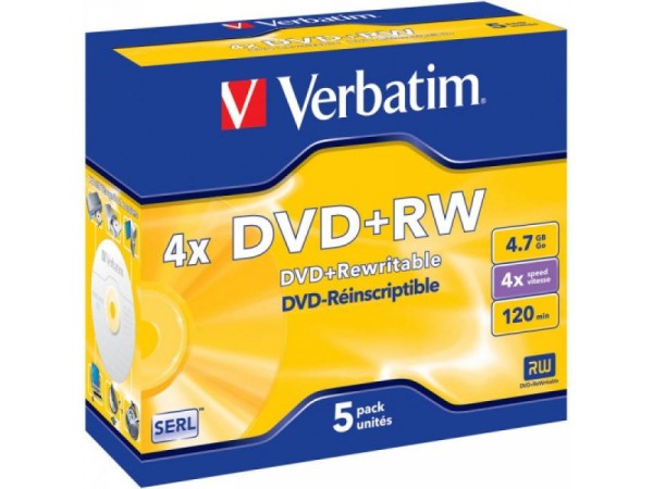 DVD+RW 4.7GB Verbatim 4x 5er Jewel Case 43229