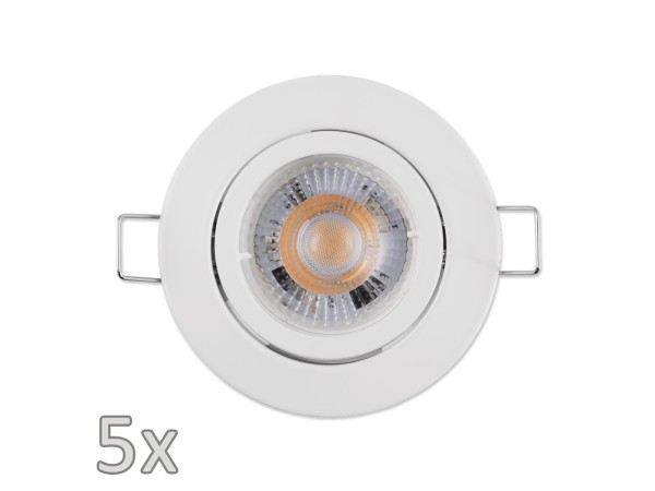 Einbauleuchten-Set McShine, 5xRahmen, 5xLED-Modul, 5W, 400lm, 230V, weiß