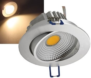 LED-Einbauleuchte "COB-7", 7W, 550lm - ALU, 3000K, 75°, Ø109xT47mm,Rahmen chrom