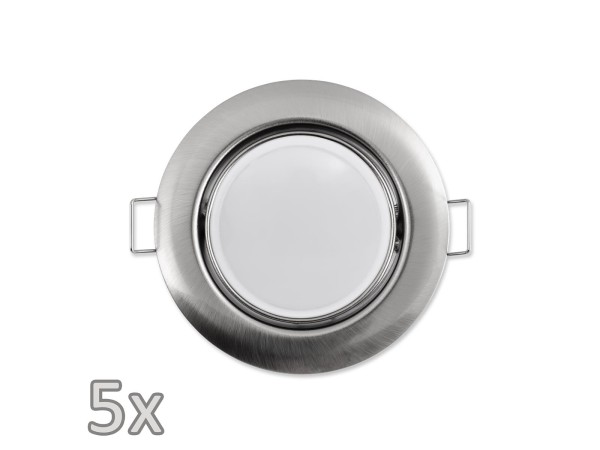 Einbauleuchten-Set McShine, 5xRahmen, 5xLED-Modul, 3W, 265lm, 230V, Edelstahl