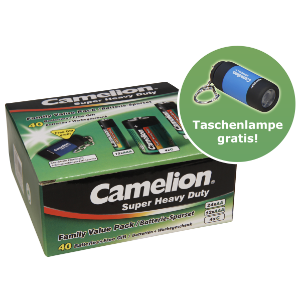 CAMELION Super Heavy Duty Set 40-tlg, 24xAA Mignon, 12xAAA Micro, 4xC Baby