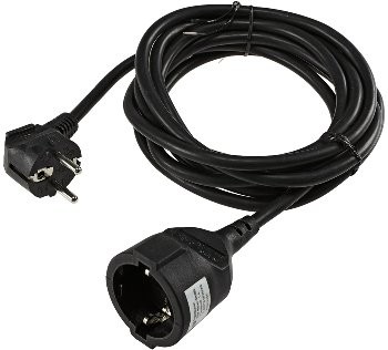 Schutzkontakt-Verlängerung, 3m, schwarz - H05VV-F3G 1,5mm² 16A/250V