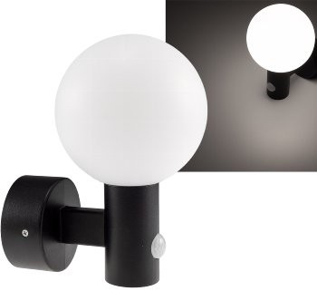 LED Wandleuchte "LAMU" mit PIR-Sensor - IP65, 15W, schwarz, 4000k / neutralweiß