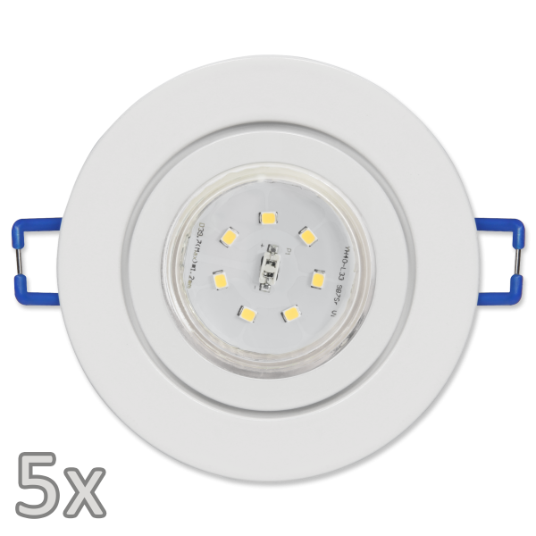 Einbauleuchten-Set McShine, 5xRahmen, 5xLED-Strahler, GU10, 3W, 300 lm, IP44