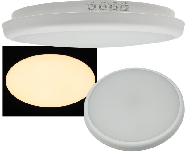 LED Deckenleuchte "SALAO 16 WW" / IP54, 16W, 1500lm, 3000K, HF-Bewegungsm.