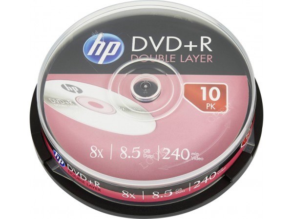 HP DVD+R DL 8.5GB/240Min/8x Cakebox (10 Disc) - Silver Surface DRE00060