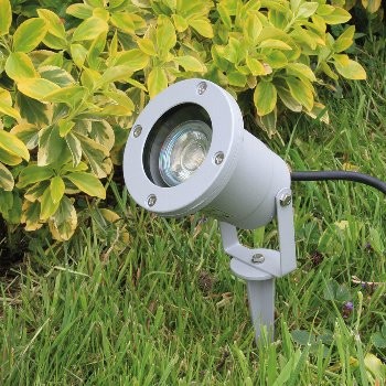 Gartenleuchte "CT-GS10", silbergrau - 230V, 1,5m Kabel+Erdspieß, GU10 Fassung