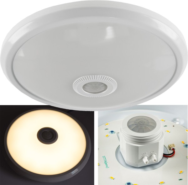 LED Deckenleuchte "TERCEIRA" / 12W, 1060lm, 3000K, PIR-Bewegungsmelder