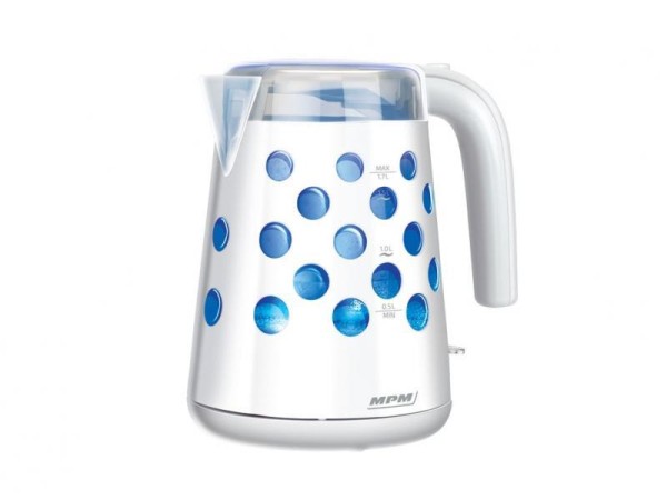 MPM Schnurloser Wasserkocher 1,7l Weiss-Blau MCZ-86