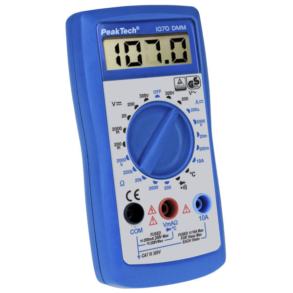 Digitalmultimeter PeakTech ''P1070'', 2000 Counts, 300 V AC/DC, 10 A DC, TÜV/GS