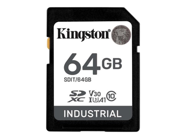 Kingston 64GB SDXC Industrial 40C to 85C C10 UHS-I U3 V30 A1 pSLC SDIT/64GB