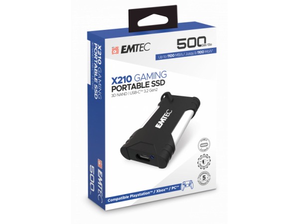 EMTEC X210G GAMING Portable SSD 500GB 3.2 Gen2 3D NAND USB-C ECSSD500GX210G