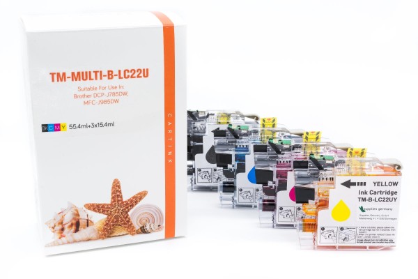 Multipack LC22U alternativ Tinte Brother / LC22UVALBP / BK55,4ml / C,M,Y15,4ml