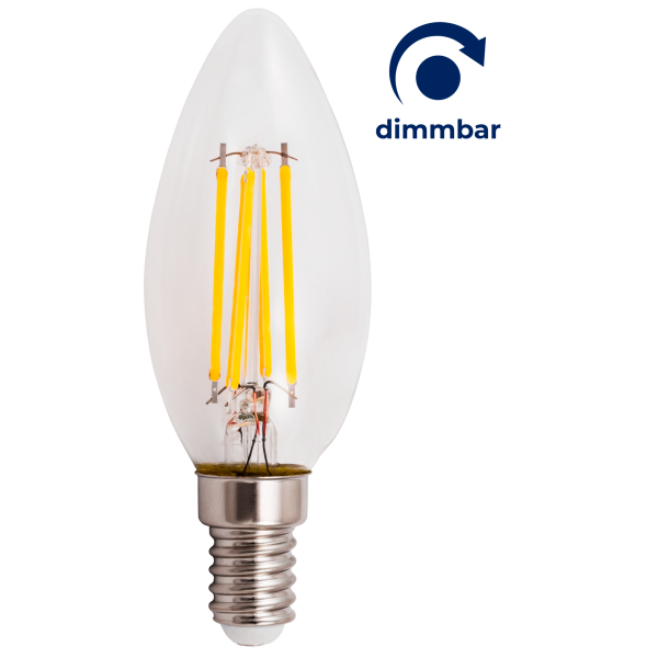 LED Filament Kerzenlampe McShine ''Filed'' E14, 6W, 600lm, warmweiß, dimmbar