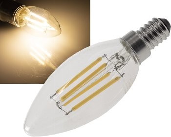 LED Kerzenlampe E14 "Filament K4" - 3000k, 400lm, 230V/4W, warmweiß