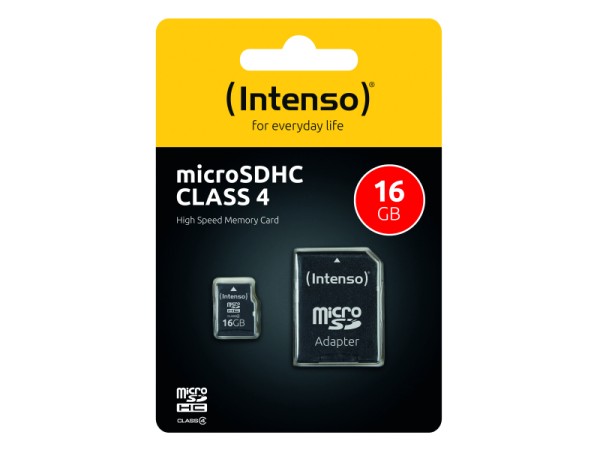 MicroSDHC 16GB Intenso +Adapter CL4 Blister