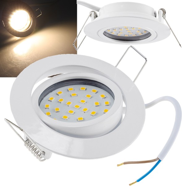 LED-Einbauleuchte "Flat-26" warmweiß / 80x26mm, 3W, 370lm, weißes Gehäuse