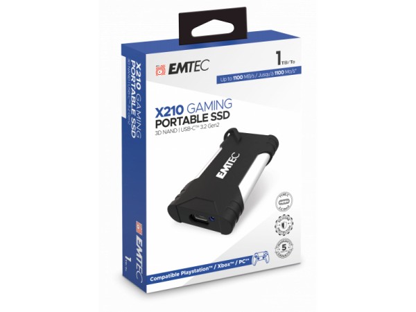 EMTEC X210G GAMING Portable SSD 1TB 3.2 Gen2 3D NAND USB-C ECSSD1TX210G